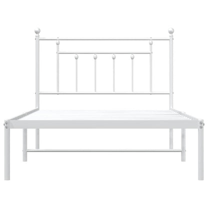 vidaXL Bed Frame | White | Powder-Coated Steel | Single | Bed Frame