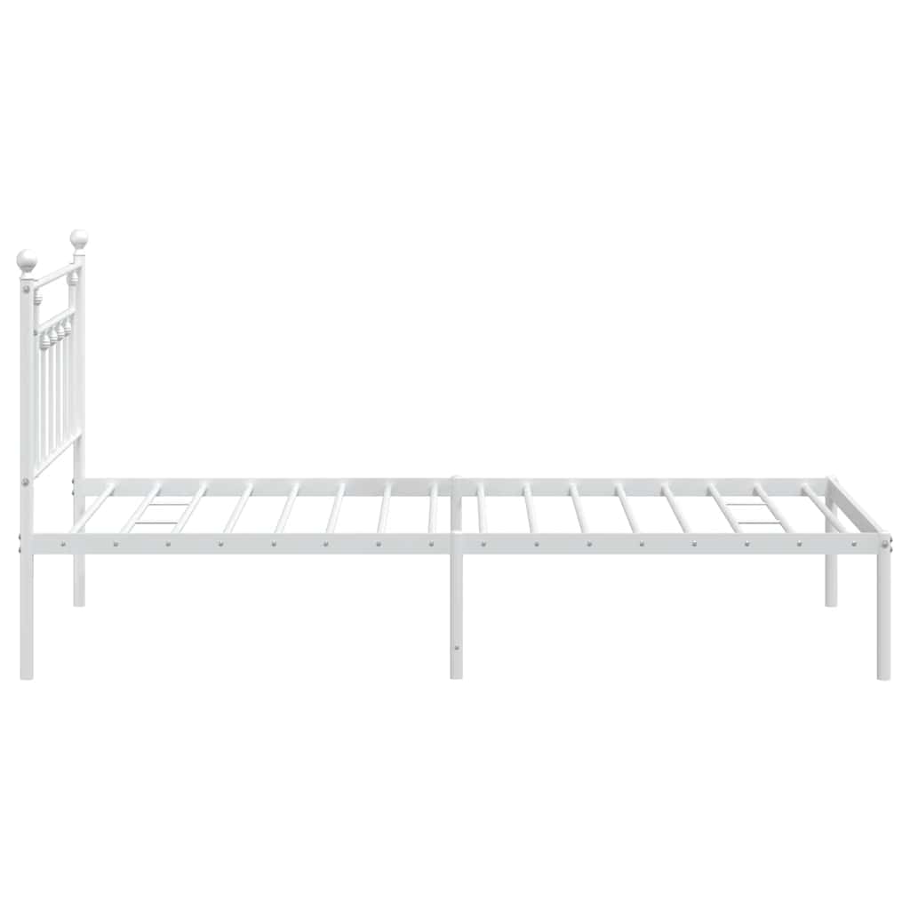 vidaXL Bed Frame | White | Powder-Coated Steel | Single | Bed Frame