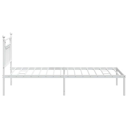 vidaXL Bed Frame | White | Powder-Coated Steel | Single | Bed Frame