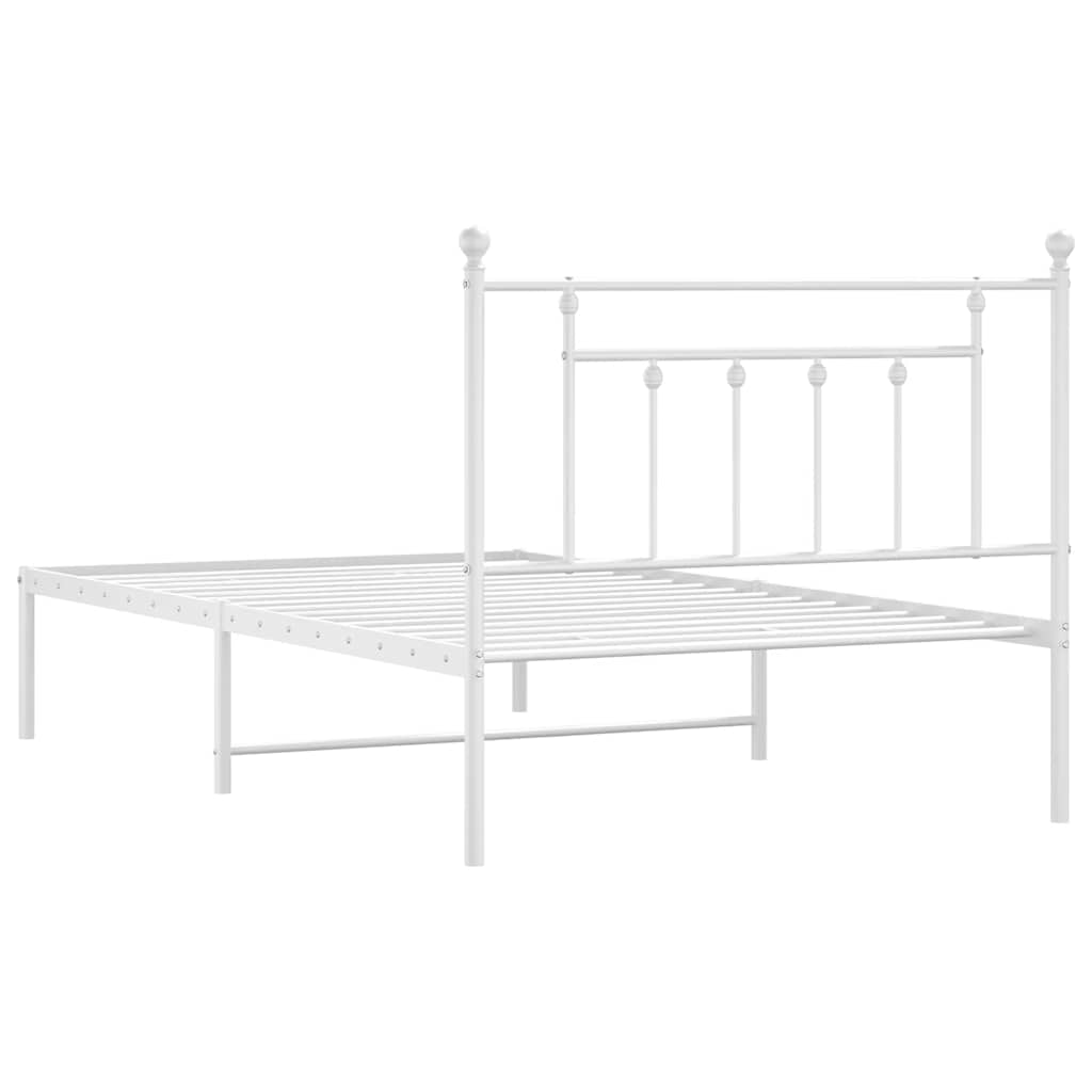 vidaXL Bed Frame | White | Powder-Coated Steel | Single | Bed Frame