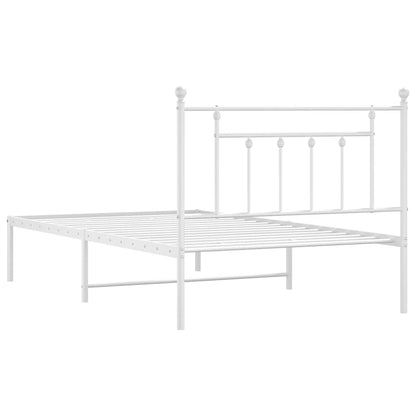 vidaXL Bed Frame | White | Powder-Coated Steel | Single | Bed Frame
