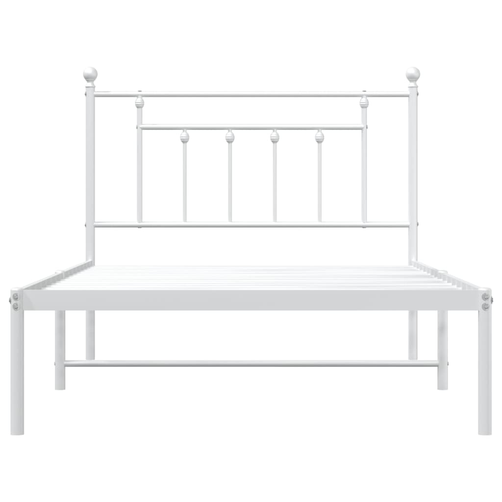 vidaXL Metal Bed Frame without Mattress with Headboard White 107x203cm