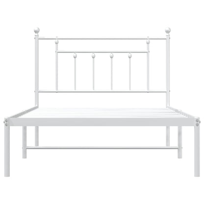 vidaXL Metal Bed Frame without Mattress with Headboard White 107x203cm