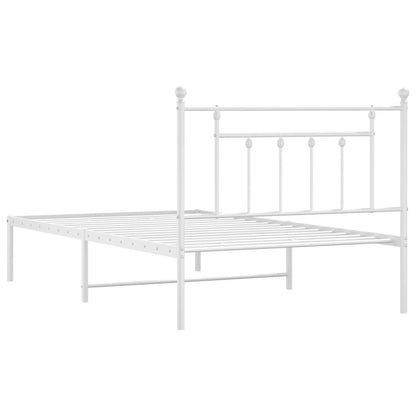 vidaXL Metal Bed Frame without Mattress with Headboard White 107x203cm