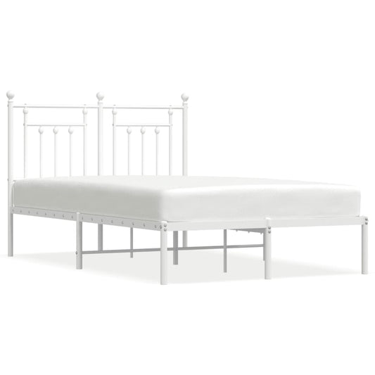vidaXL Bed Frame | White | Steel | Small Double | Bed Frame | Rectangular