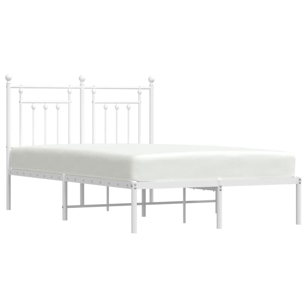 vidaXL Metal Bed Frame without Mattress with Headboard White 120x190cm