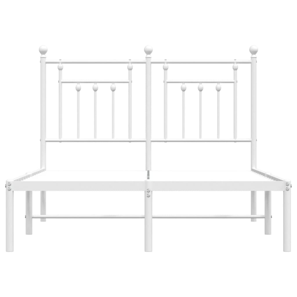 vidaXL Metal Bed Frame without Mattress with Headboard White 120x190cm