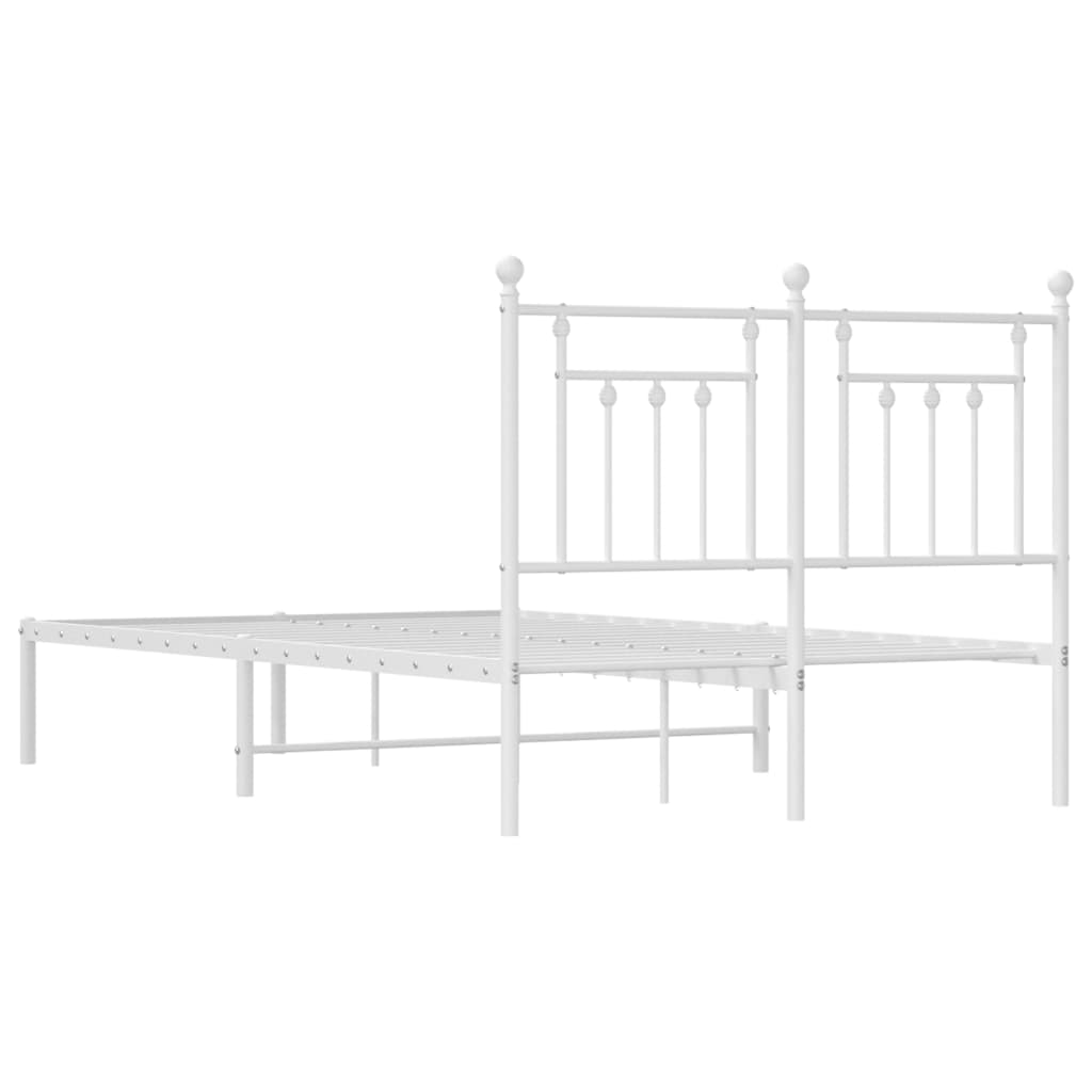 vidaXL Metal Bed Frame without Mattress with Headboard White 120x190cm