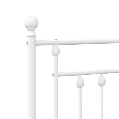 vidaXL Metal Bed Frame without Mattress with Headboard White 120x190cm
