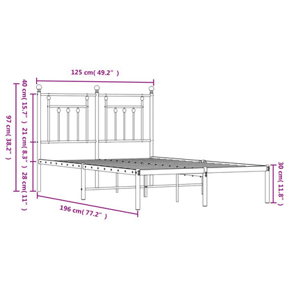 vidaXL Metal Bed Frame without Mattress with Headboard White 120x190cm