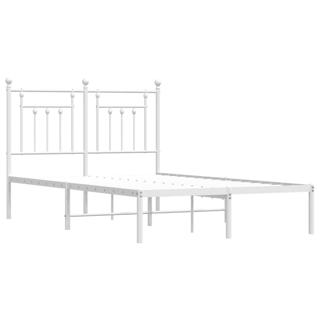 vidaXL Bed Frame | White | Powder-Coated Steel | Double | Bed Frame