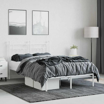vidaXL Bed Frame | White | Powder-Coated Steel | Double | Bed Frame