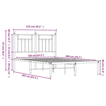 vidaXL Bed Frame | White | Powder-Coated Steel | Double | Bed Frame