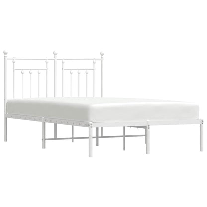 vidaXL Metal Bed Frame without Mattress with Headboard White 135x190cm