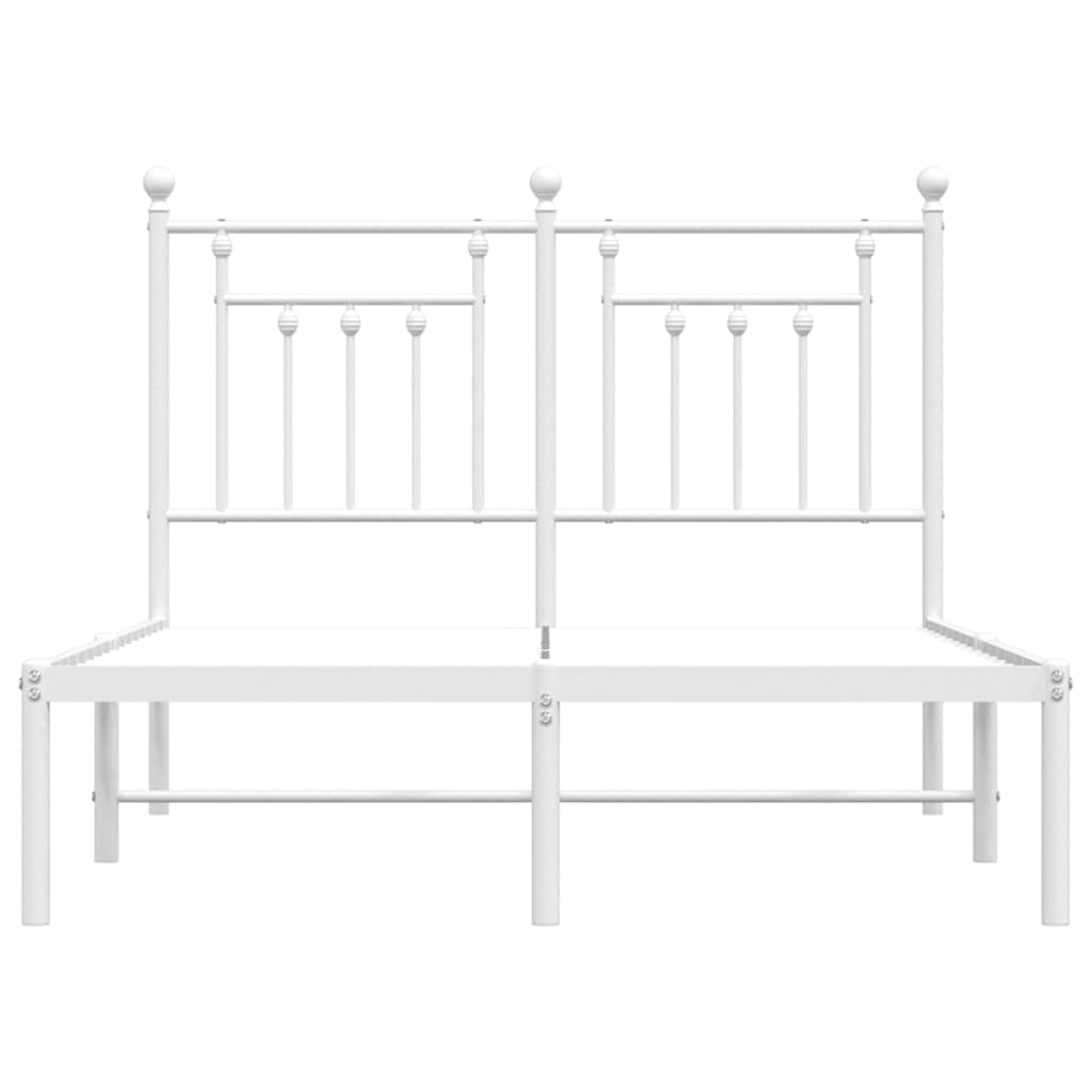 vidaXL Metal Bed Frame without Mattress with Headboard White 135x190cm