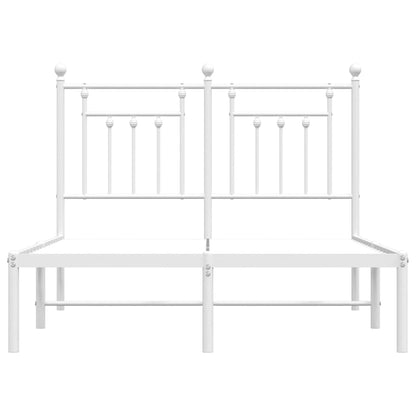 vidaXL Metal Bed Frame without Mattress with Headboard White 135x190cm