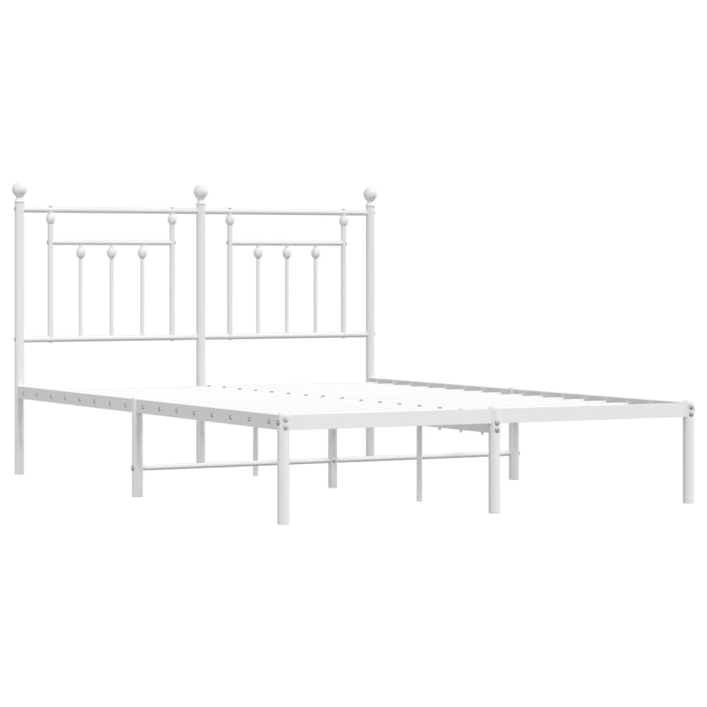vidaXL Metal Bed Frame without Mattress with Headboard White 140x190cm