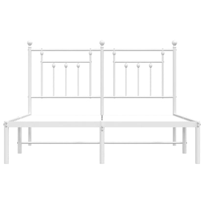 vidaXL Metal Bed Frame without Mattress with Headboard White 140x190cm