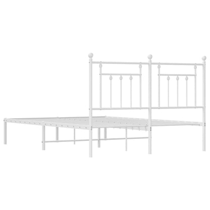 vidaXL Metal Bed Frame without Mattress with Headboard White 140x190cm
