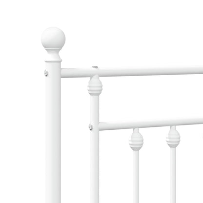 vidaXL Metal Bed Frame without Mattress with Headboard White 140x190cm