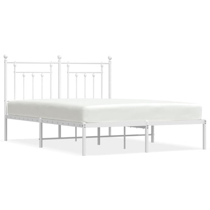vidaXL Bed Frame | White | Powder-Coated Steel | Double | Bed Frame