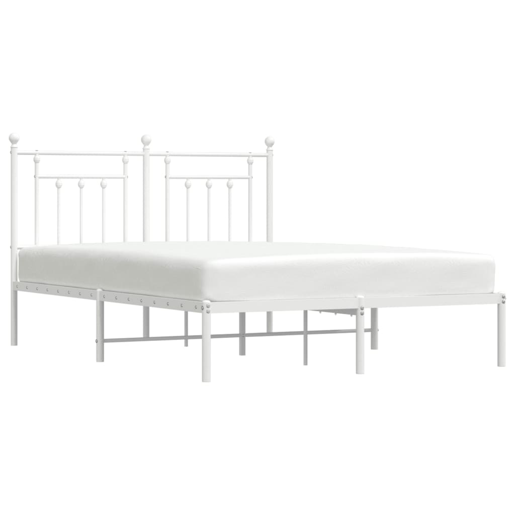vidaXL Bed Frame | White | Powder-Coated Steel | Double | Bed Frame