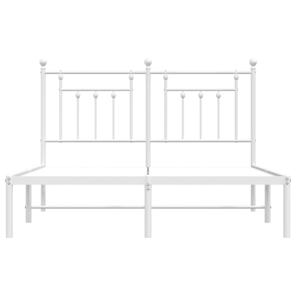 vidaXL Bed Frame | White | Powder-Coated Steel | Double | Bed Frame