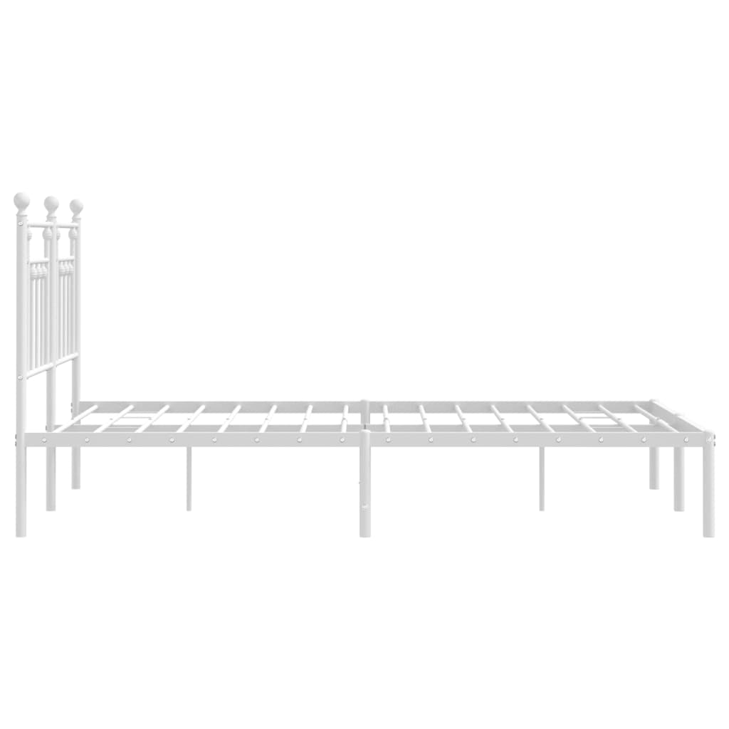 vidaXL Bed Frame | White | Powder-Coated Steel | Double | Bed Frame