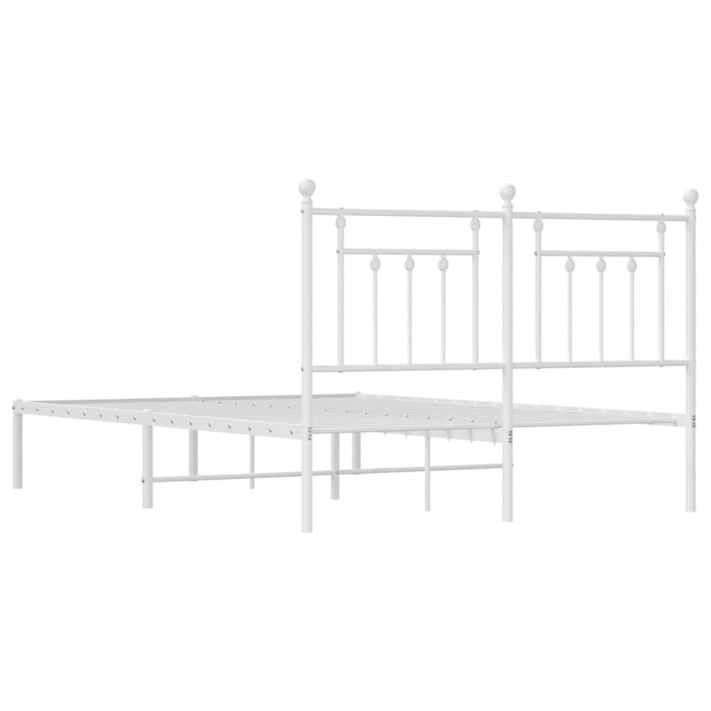 vidaXL Bed Frame | White | Powder-Coated Steel | Double | Bed Frame
