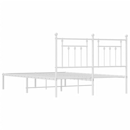 vidaXL Bed Frame | White | Powder-Coated Steel | Double | Bed Frame