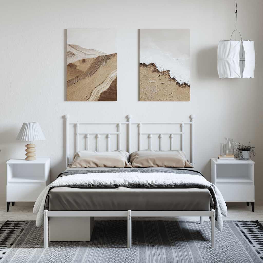 vidaXL Bed Frame | White | Powder-coated steel | King Size | Bed Frame