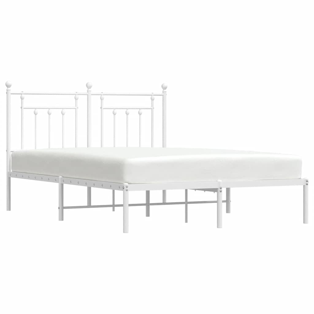 vidaXL Bed Frame | White | Powder-coated steel | King Size | Bed Frame
