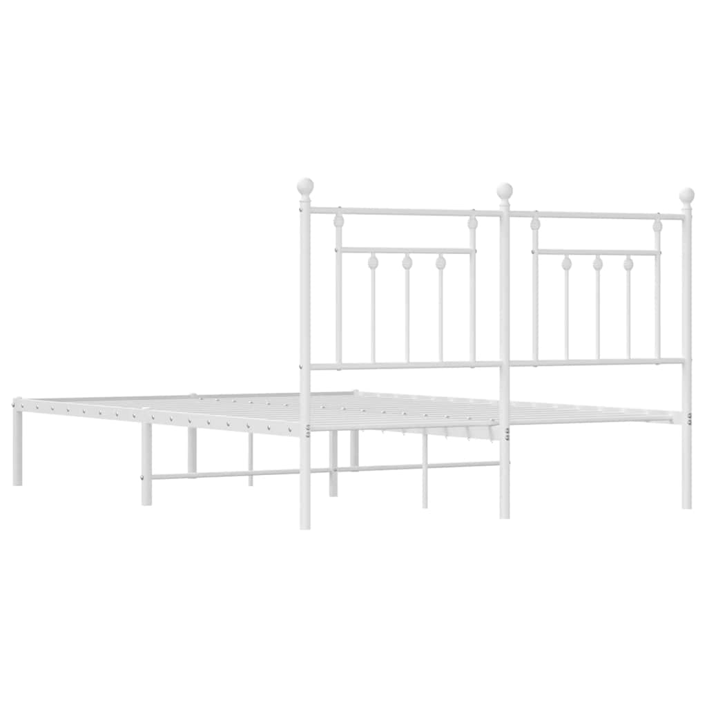 vidaXL Bed Frame | White | Powder-coated steel | King Size | Bed Frame