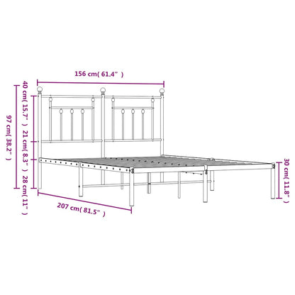 vidaXL Bed Frame | White | Powder-coated steel | King Size | Bed Frame