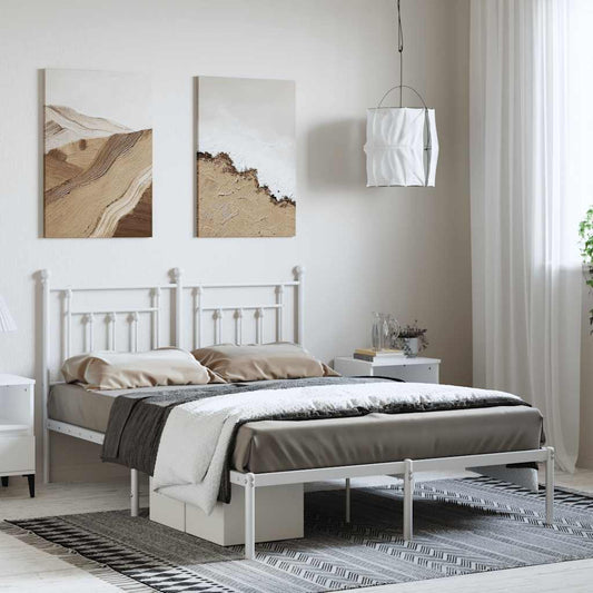 vidaXL Bed Frame | White | Powder-coated steel | King Size | Bed Frame