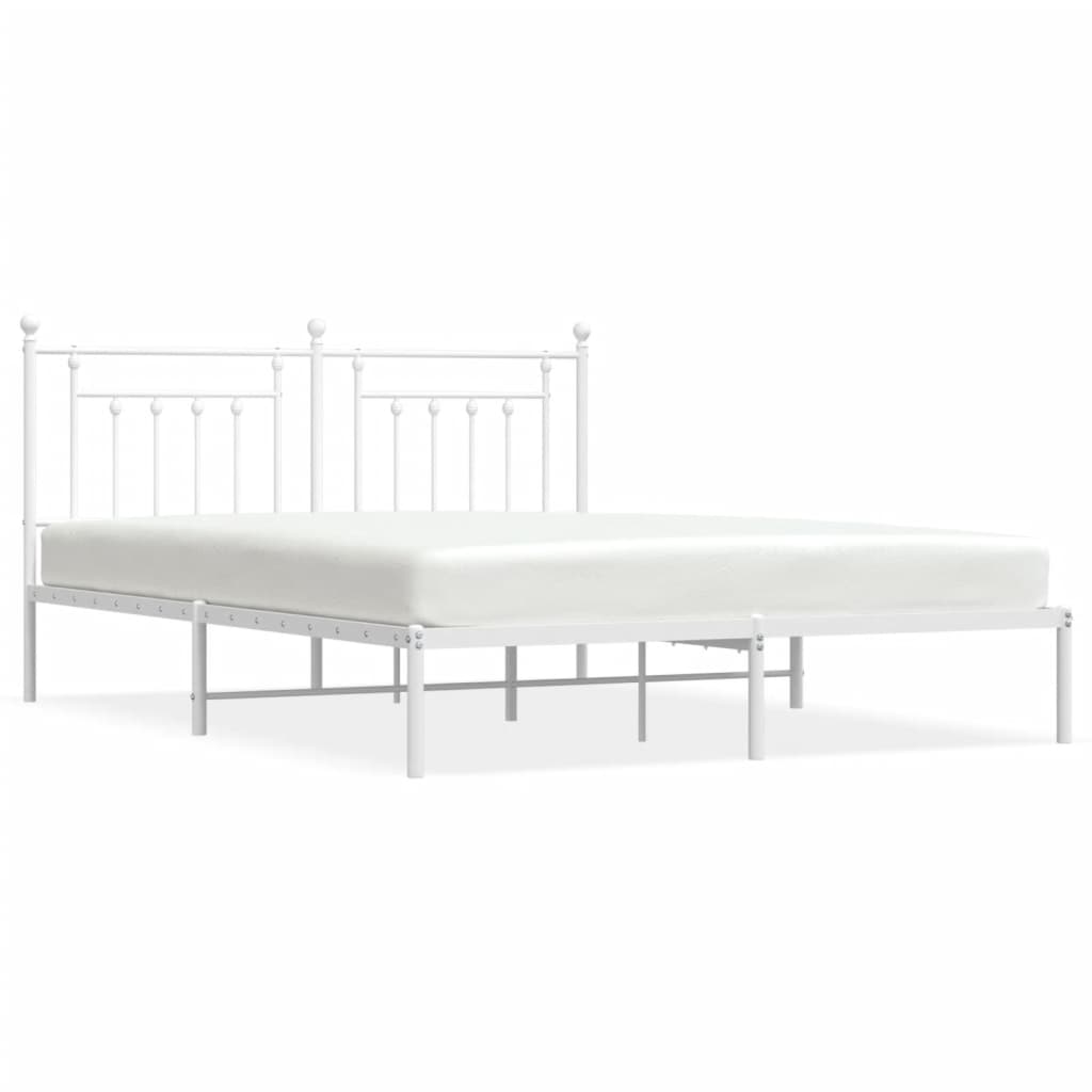 vidaXL Bed Frame | White | Powder-coated steel | 160x200 cm | Bed Frame