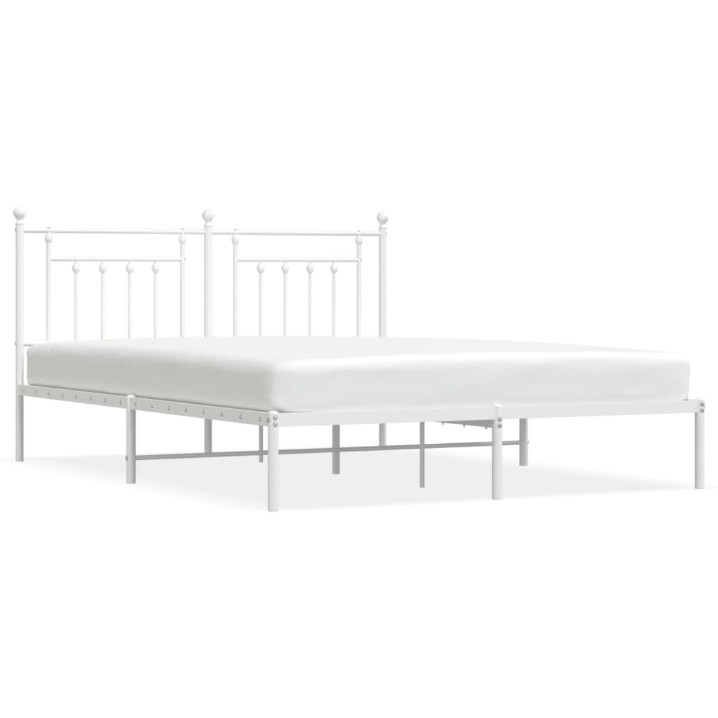 vidaXL Bed Frame | White | Powder-Coated Steel | Super King | Bed Frame