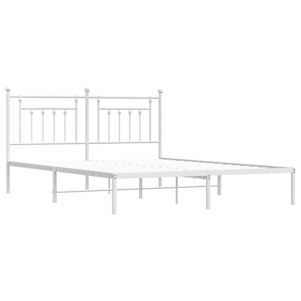 vidaXL Bed Frame | White | Powder-Coated Steel | Super King | Bed Frame