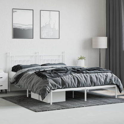 vidaXL Bed Frame | White | Powder-Coated Steel | Super King | Bed Frame
