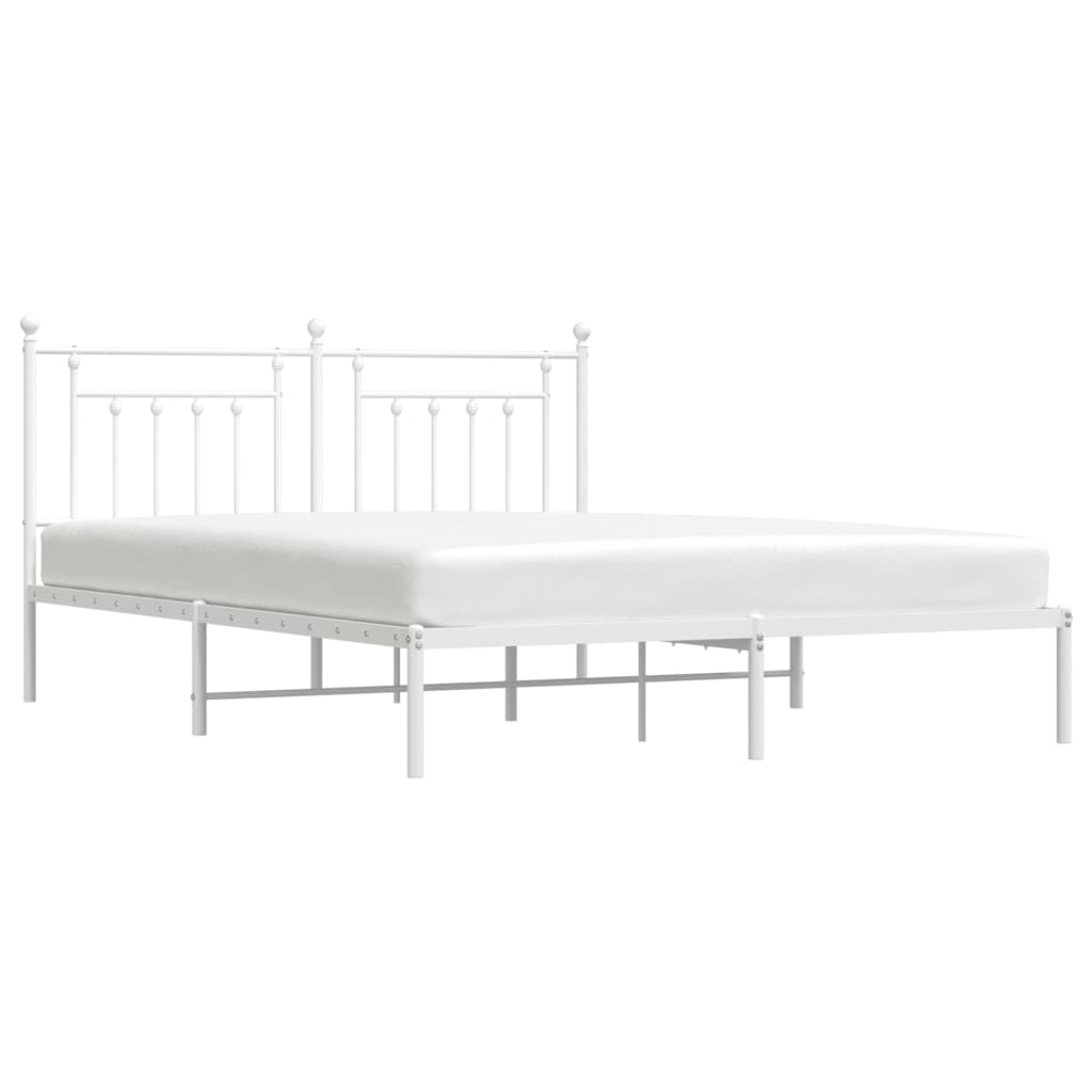 vidaXL Bed Frame | White | Powder-Coated Steel | Super King | Bed Frame