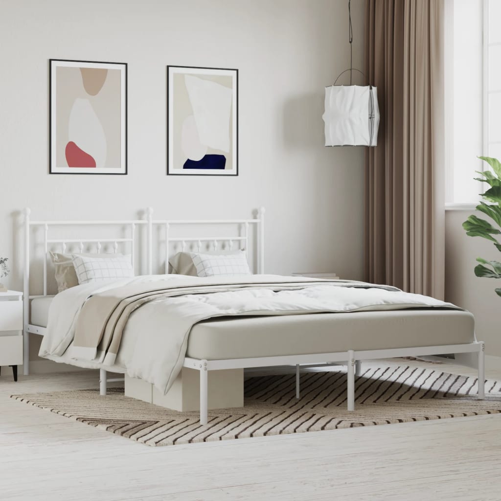 vidaXL Bed Frame | White | Powder-Coated Steel | Super King | Bed Frame