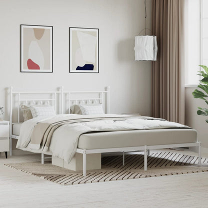 vidaXL Bed Frame | White | Powder-Coated Steel | Super King | Bed Frame