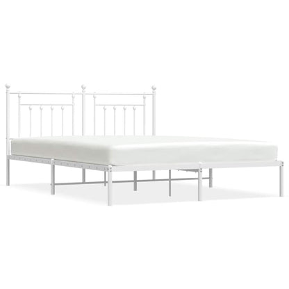 vidaXL Bed Frame | White | Powder-Coated Steel | Double | Bed Frame