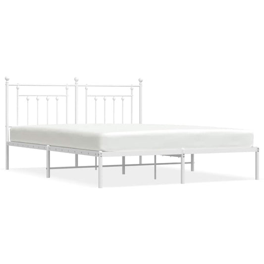 vidaXL Bed Frame | White | Powder-Coated Steel | Double | Bed Frame