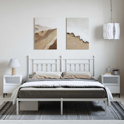 vidaXL Bed Frame | White | Powder-Coated Steel | Double | Bed Frame