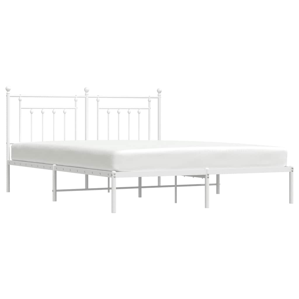 vidaXL Bed Frame | White | Powder-Coated Steel | Double | Bed Frame