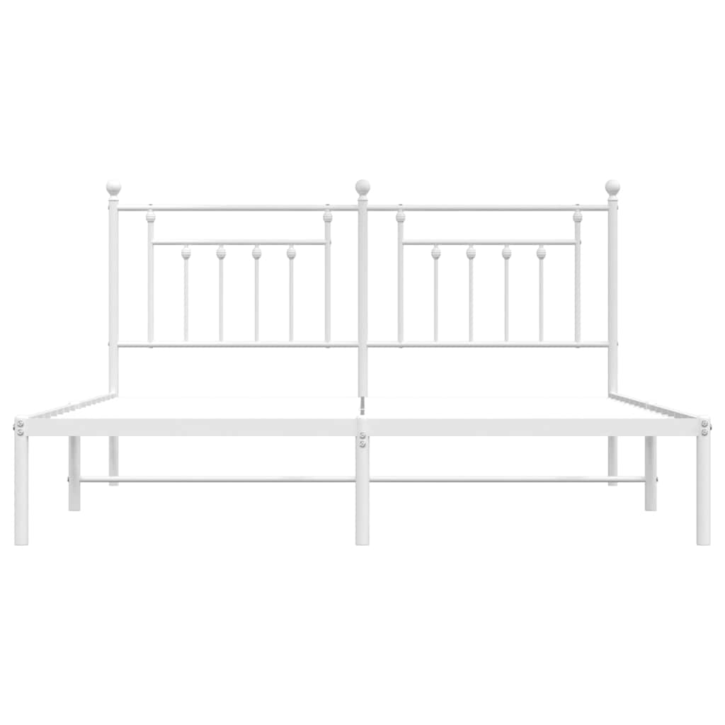 vidaXL Bed Frame | White | Powder-Coated Steel | Double | Bed Frame