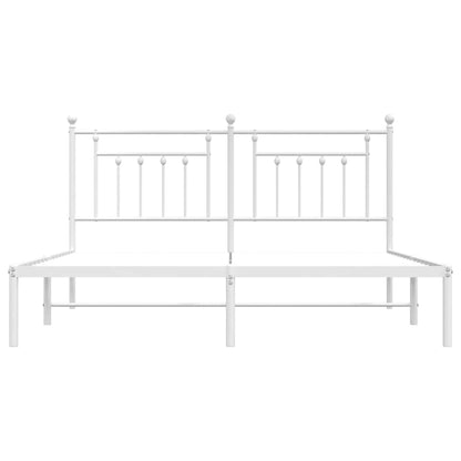 vidaXL Bed Frame | White | Powder-Coated Steel | Double | Bed Frame