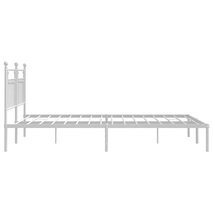vidaXL Bed Frame | White | Powder-Coated Steel | Double | Bed Frame
