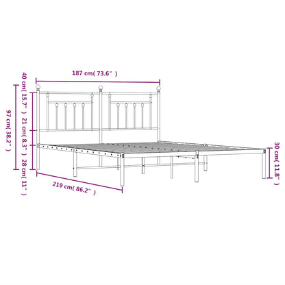 vidaXL Bed Frame | White | Powder-Coated Steel | Double | Bed Frame